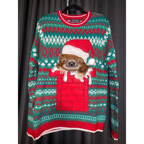 Ugly Christmas Sweater Xmas Size Medium Sloth - Picture 1 of 3
